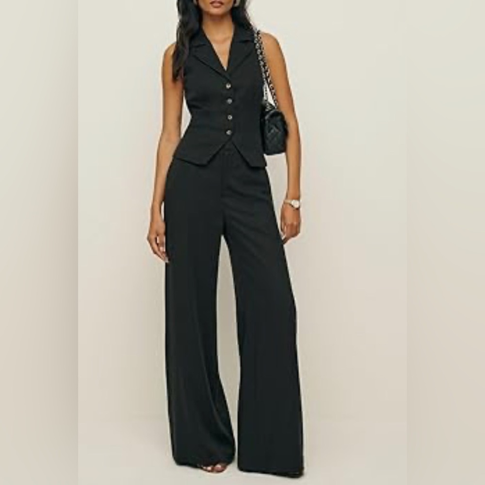 Black Wide Leg High-Waisted Pants - Picture 3 of 3